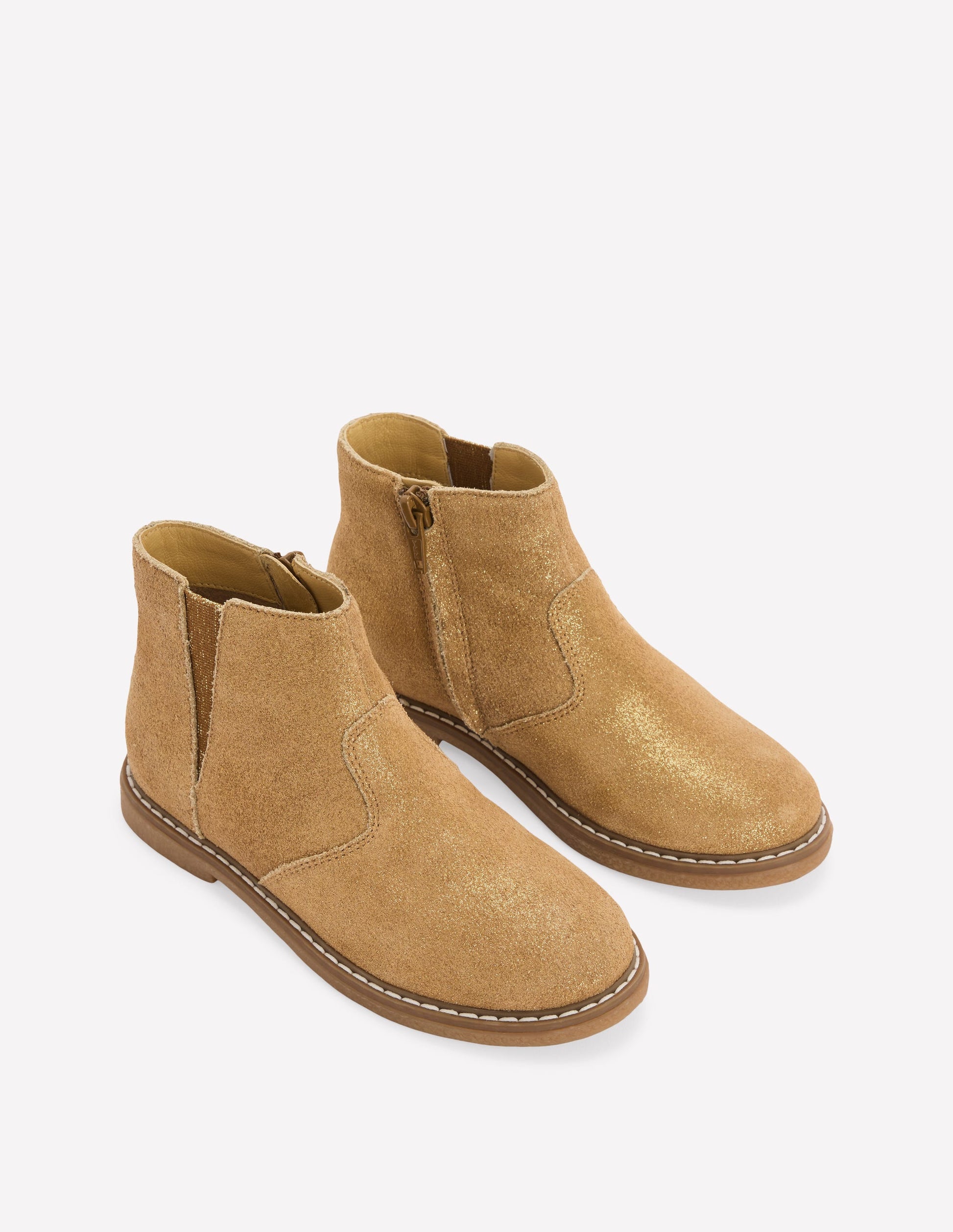 Suede Ankle Boots-Gold-2