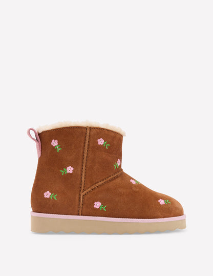Embroidered Cosy Boots-Embroidered Tan-1