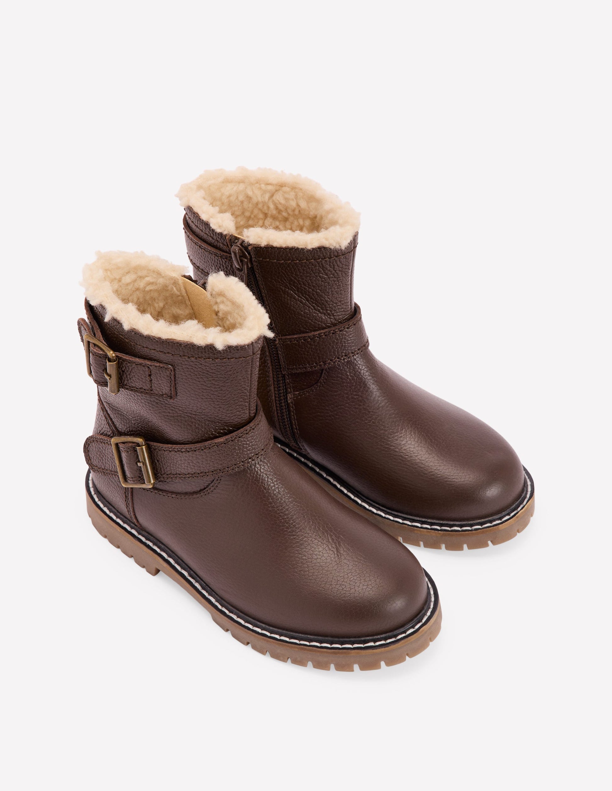 Leather Biker Boots-Dark Chocolate-2