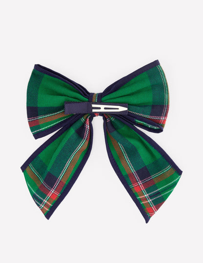 Big Bow Clip-Green Check-3