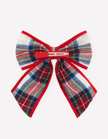 Big Bow Clip-Ivory Check-3