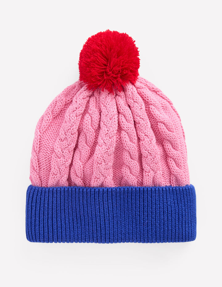 Knitted Beanie-Pink Colourblock