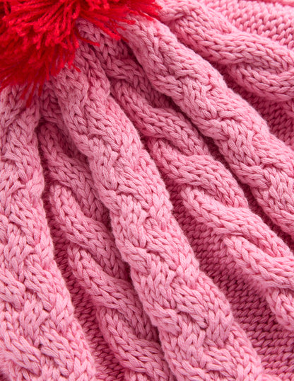 Knitted Beanie-Pink Colourblock-2