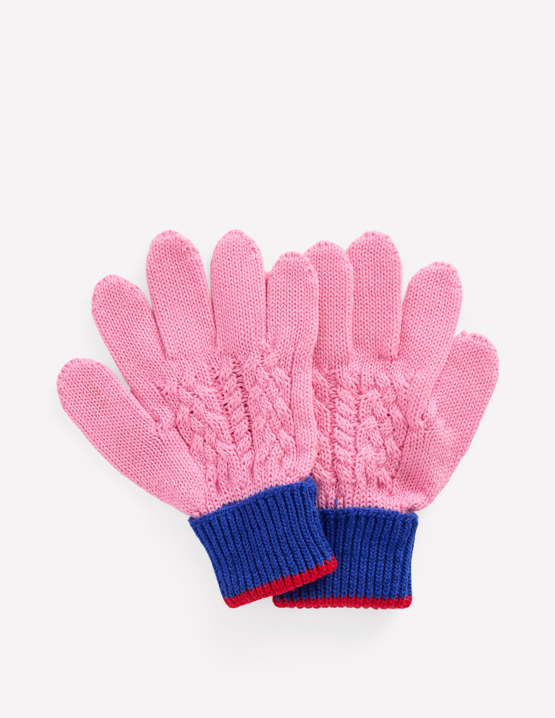 Knitted Gloves-Pink Colourblock-1