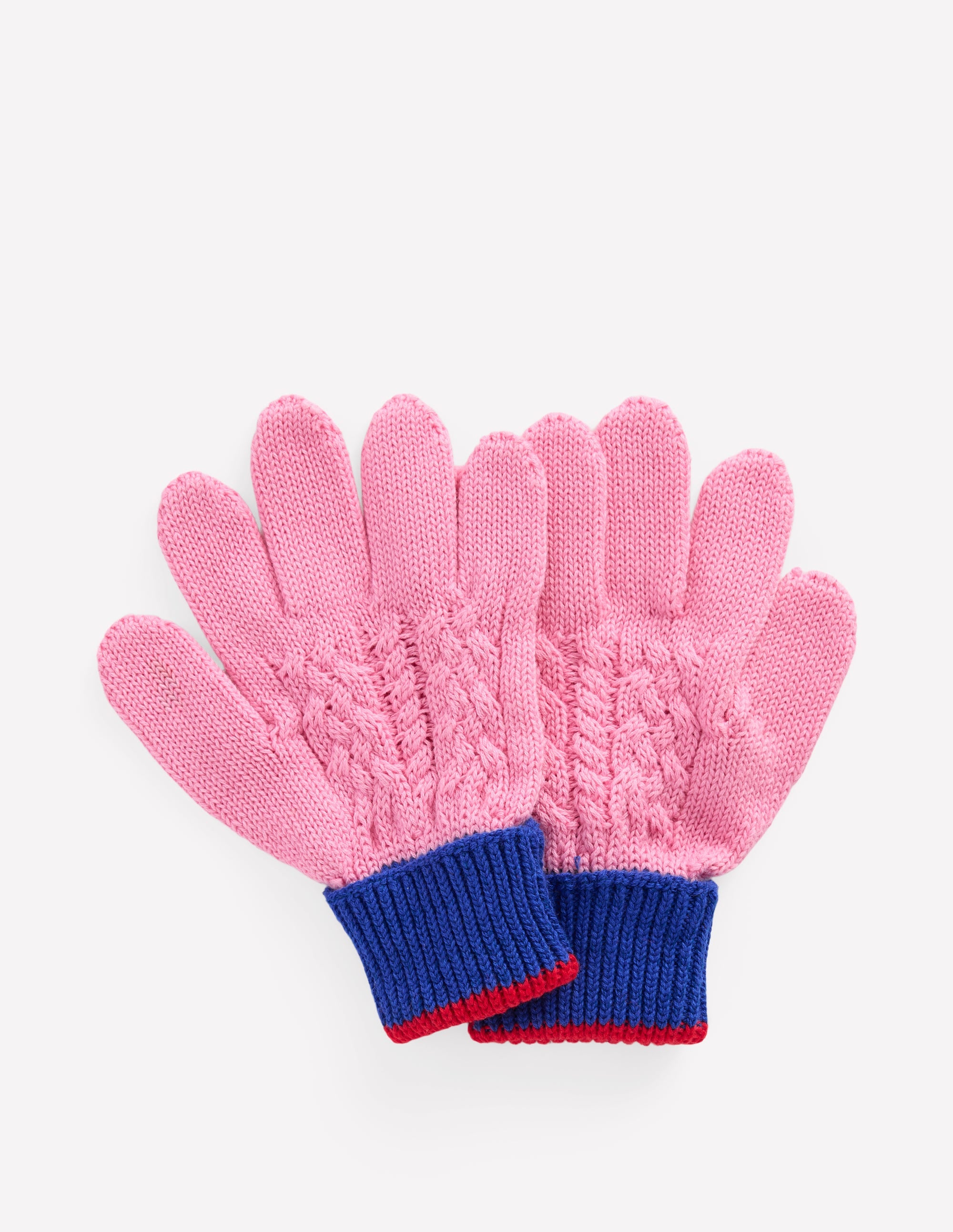Knitted Gloves-Pink Colourblock - Image 1