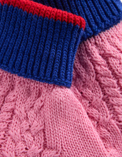 Knitted Gloves-Pink Colourblock-2