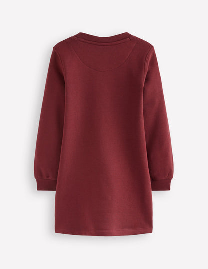 Ida Sweatshirt Appliqué Dress-Chestnut Cat Faces-2