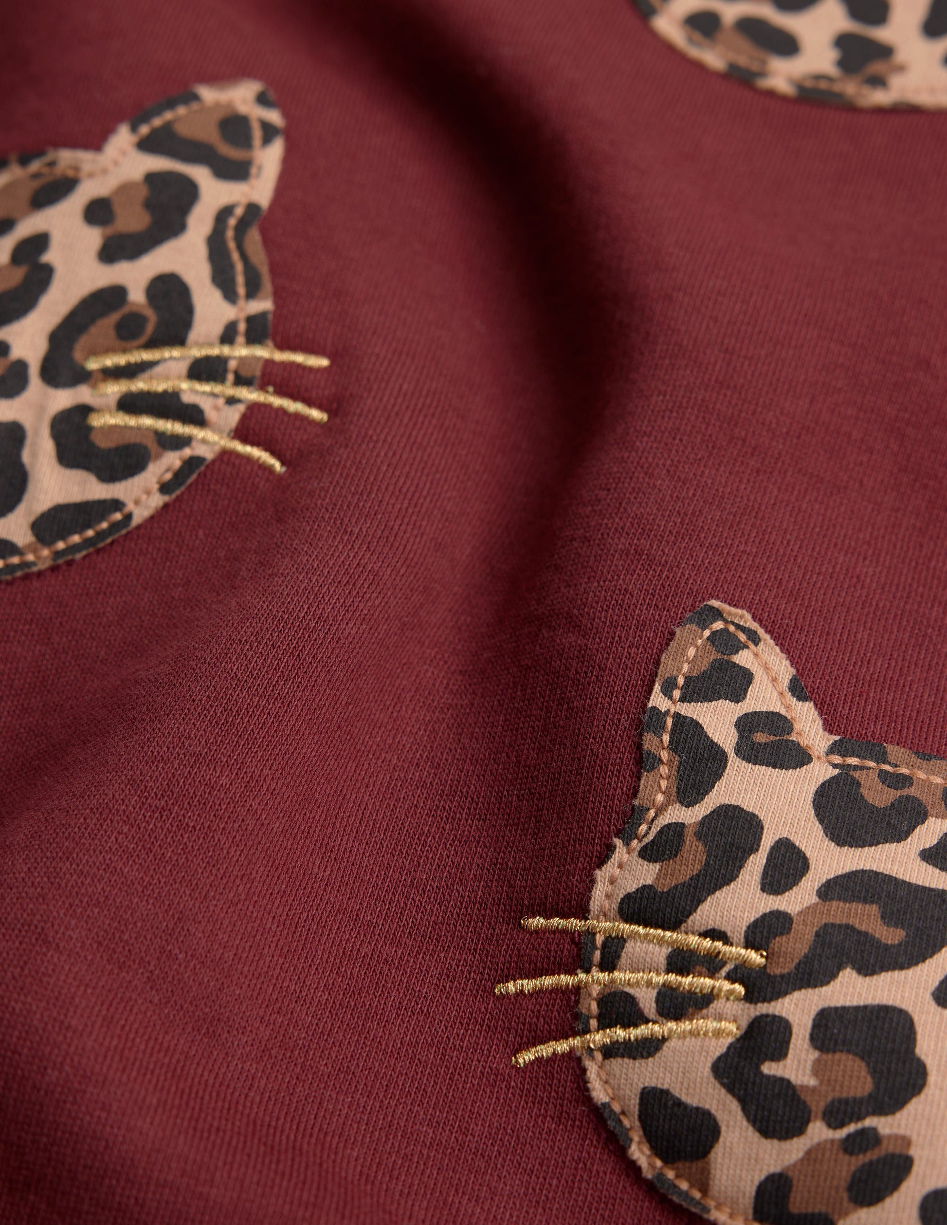 Ida Sweatshirt Appliqué Dress-Chestnut Cat Faces-3