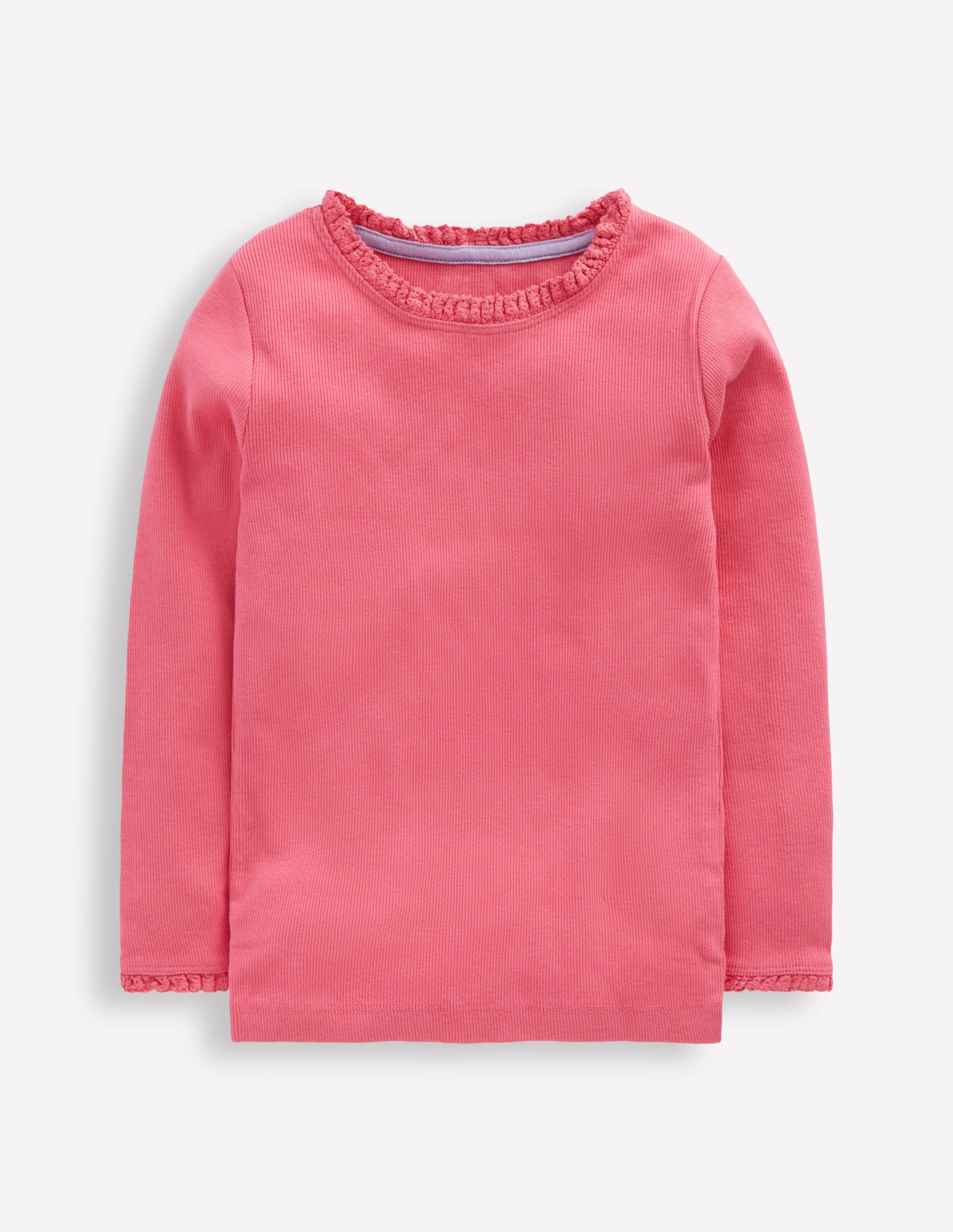 Ribbed Long Sleeve T-shirt-Rose Pink - Image 1