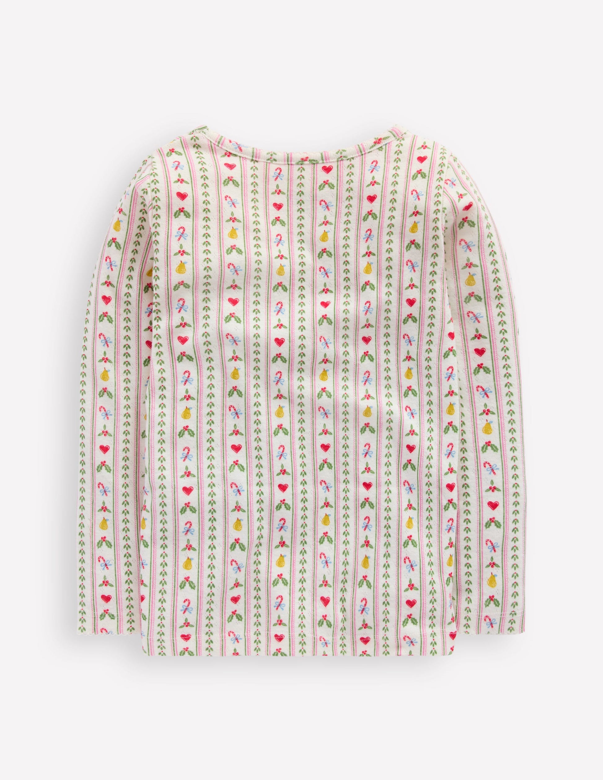 Long Sleeve Pointelle Top-Soft Ivory Nutcracker Stripe-2