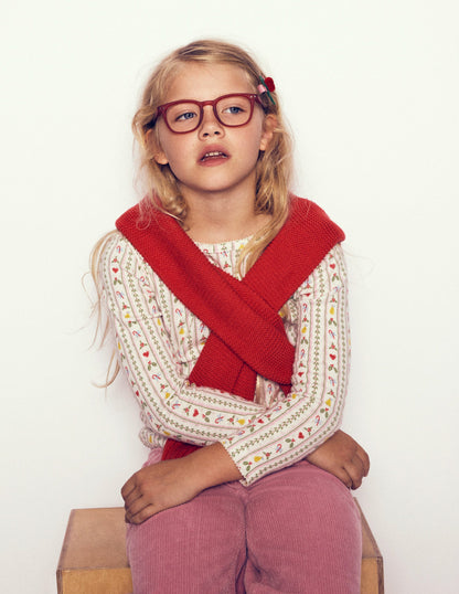 Long Sleeve Pointelle Top-Soft Ivory Nutcracker Stripe-4