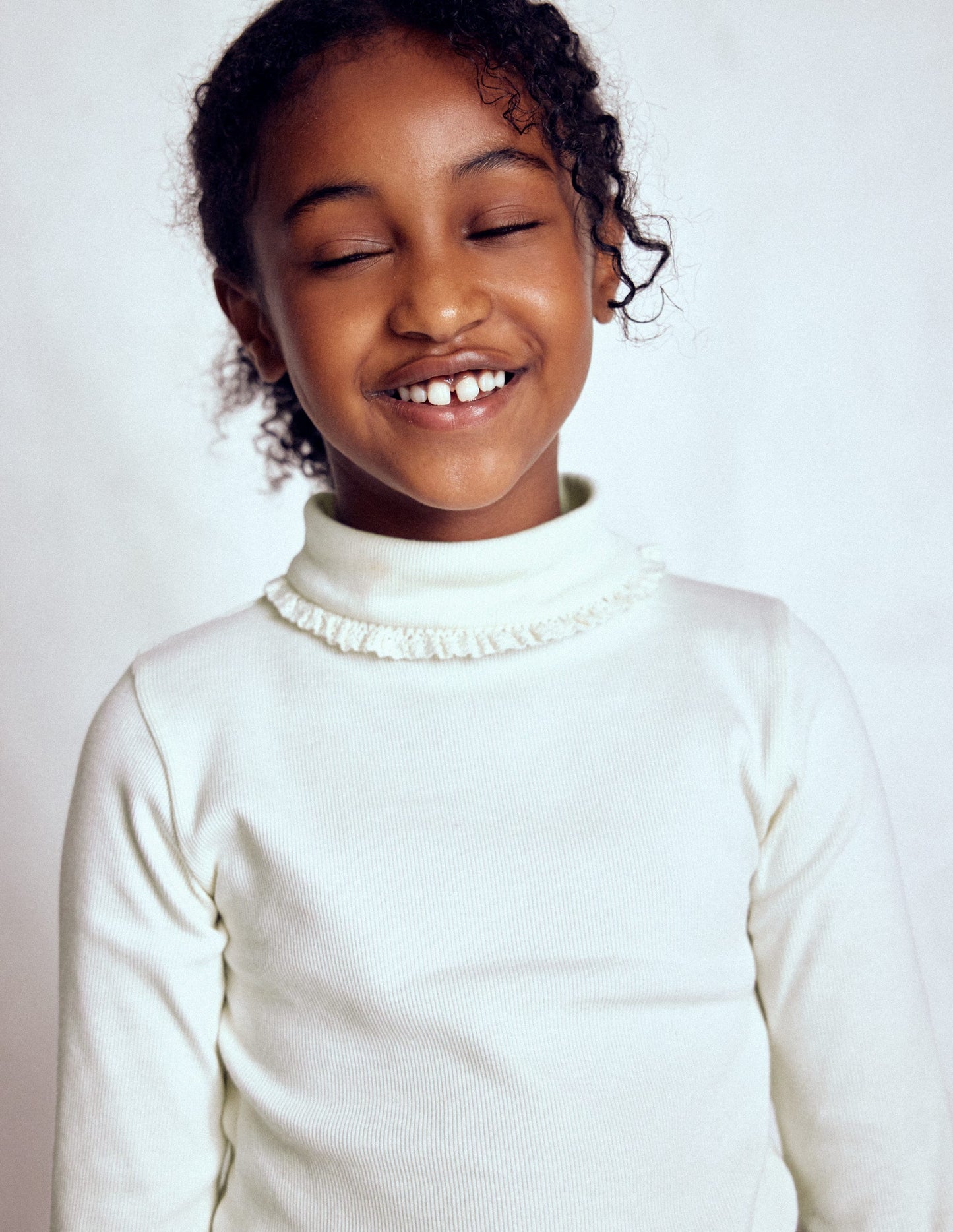 Ribbed Roll Neck Top-Ivory