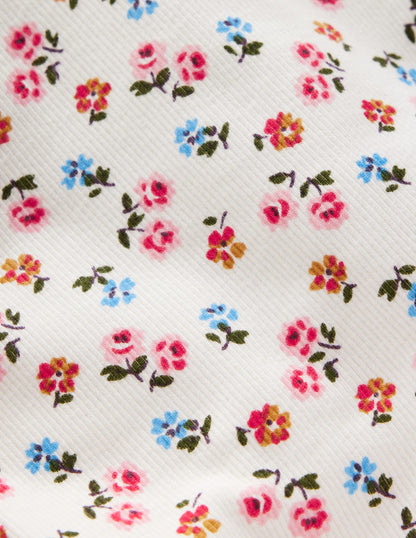 Ribbed Roll Neck Top-Soft Ivory Rose Sprig-6