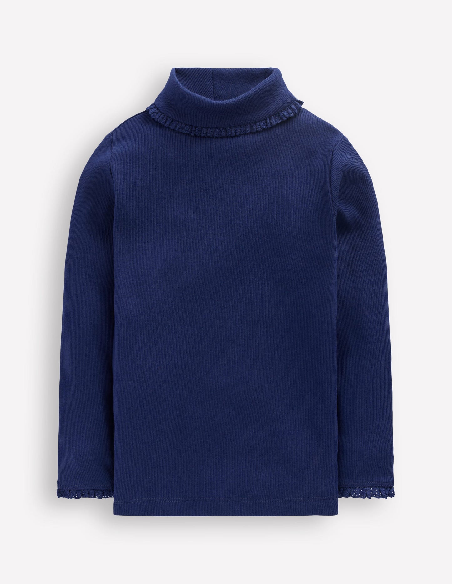Ribbed Roll Neck Top-College Navy