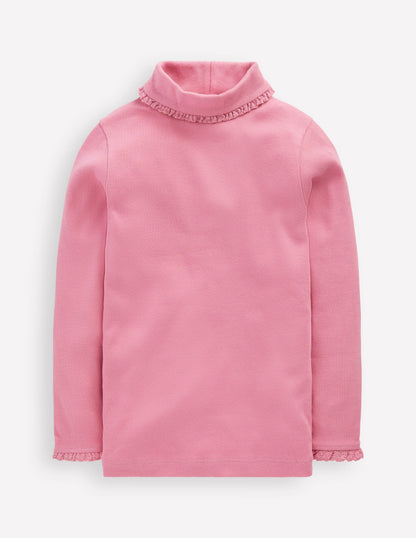 Ribbed Roll Neck Top-Pink Haze-3