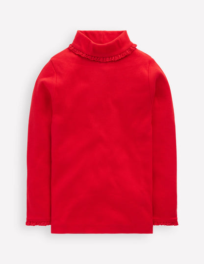 Ribbed Roll Neck Top-Poppy Red-1