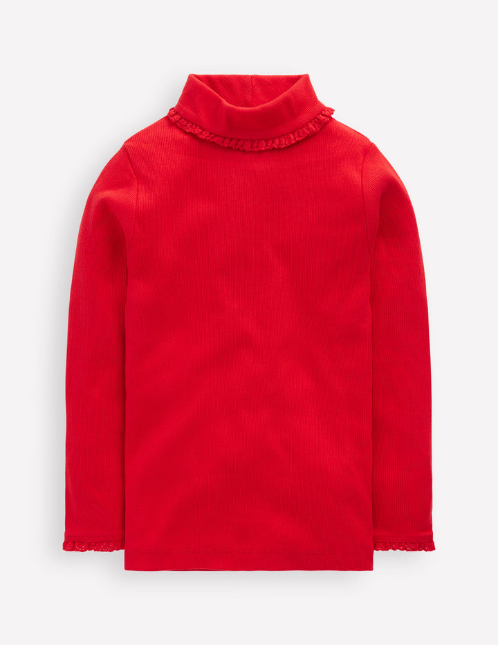 Ribbed Roll Neck Top-Poppy Red