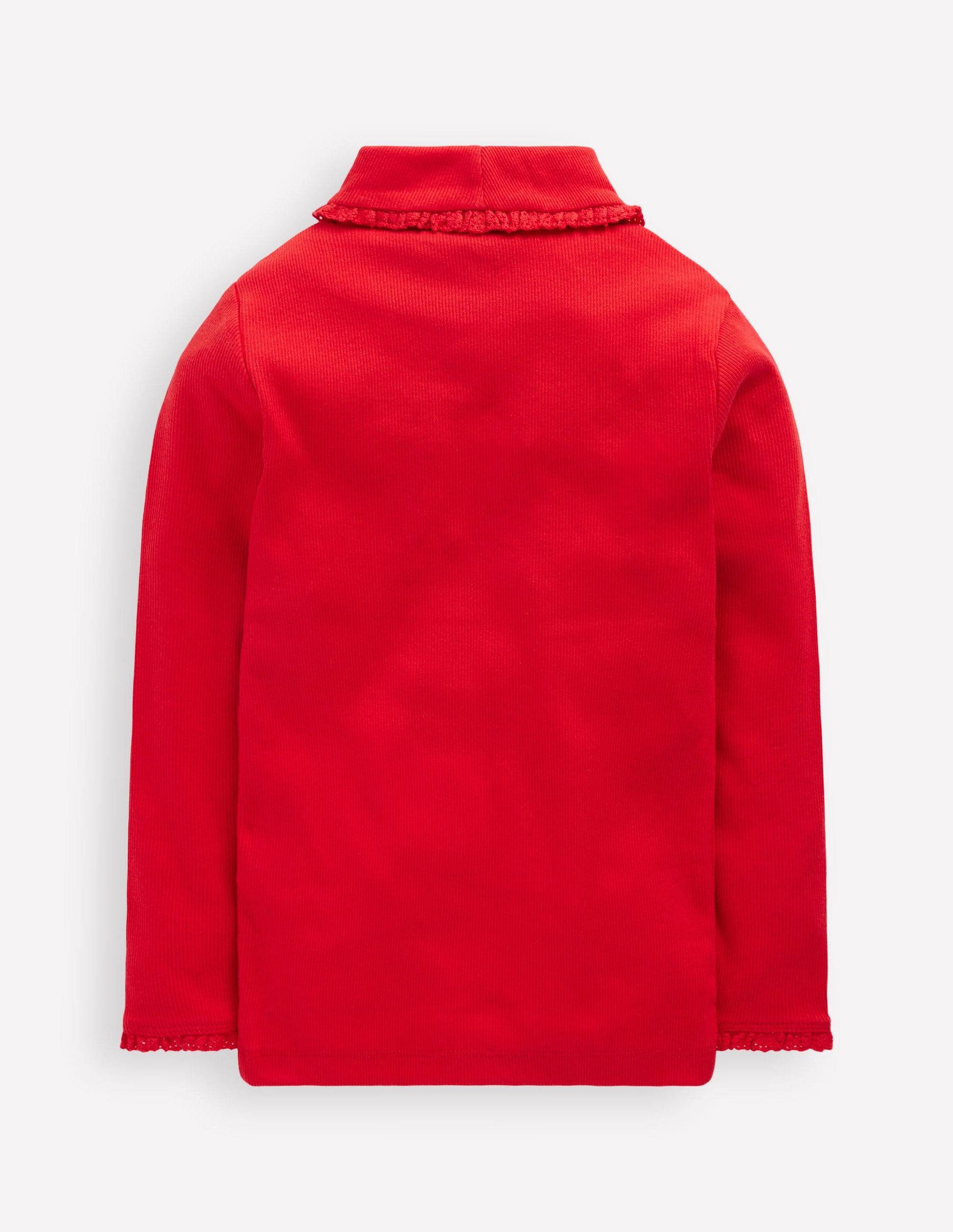 Ribbed Roll Neck Top-Poppy Red-2