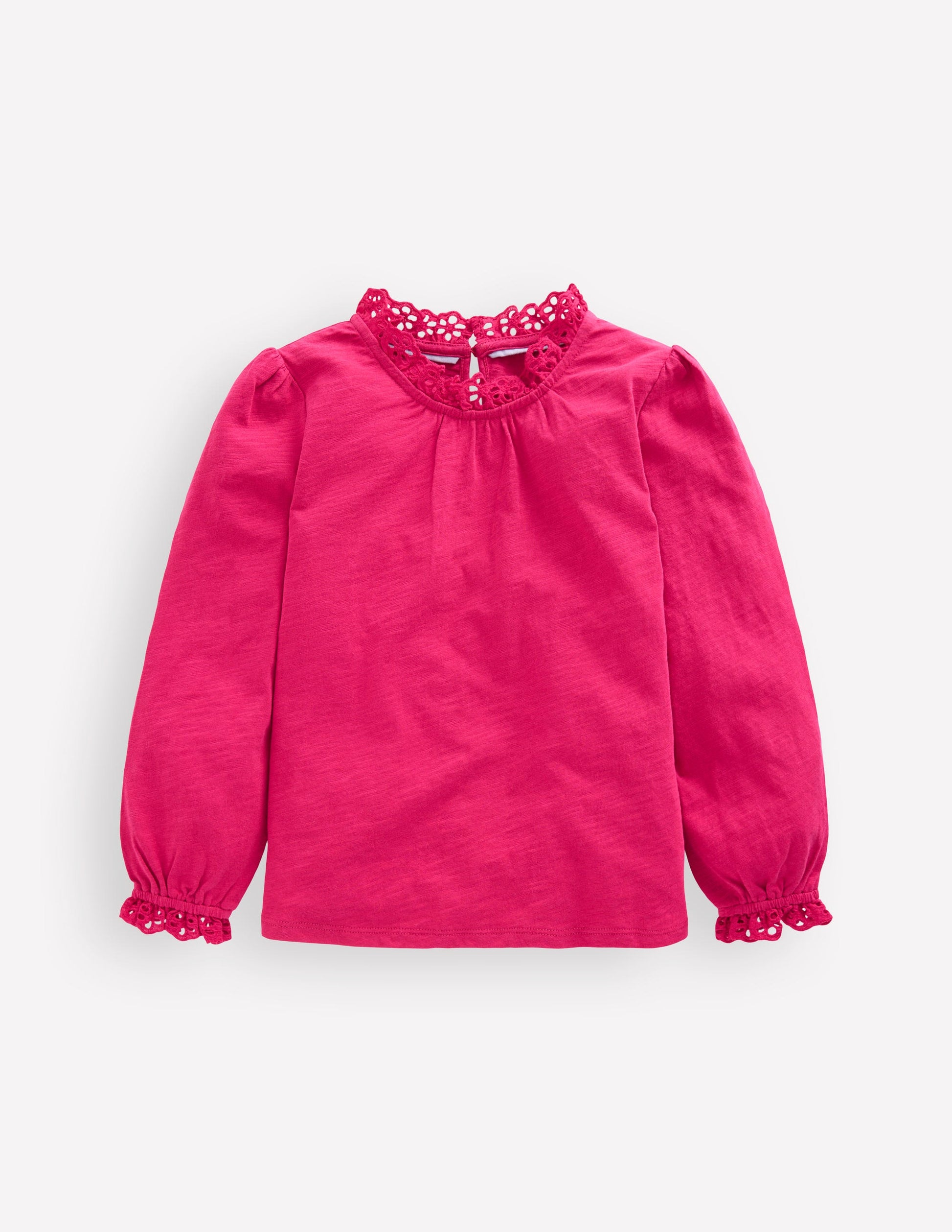 Broderie Trim Jersey Top-Cherry Jam-1