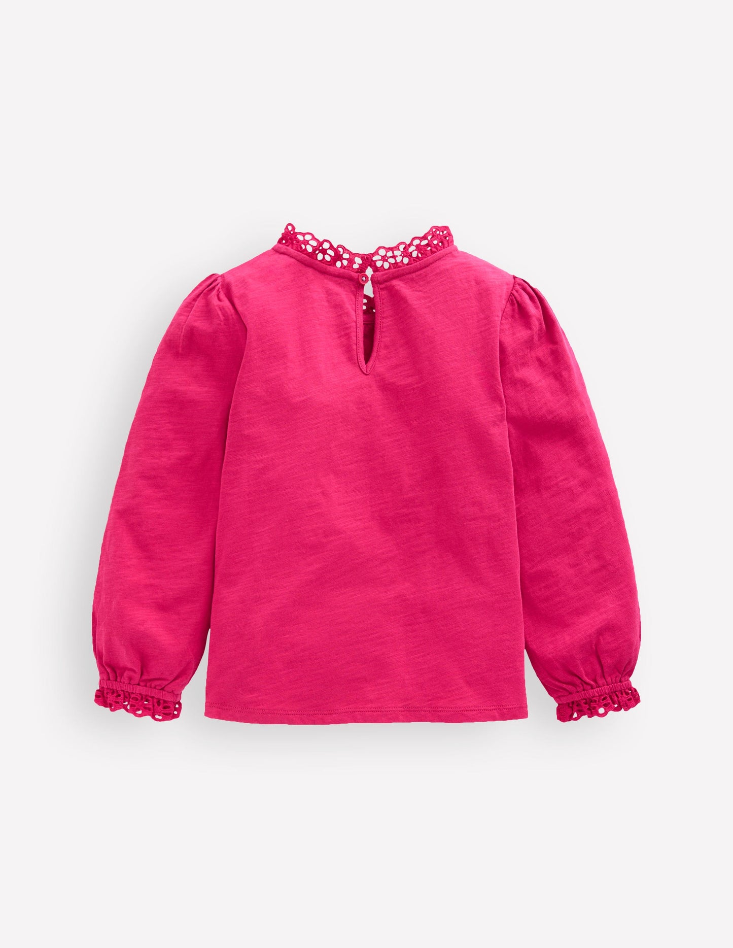 Broderie Trim Jersey Top-Cherry Jam