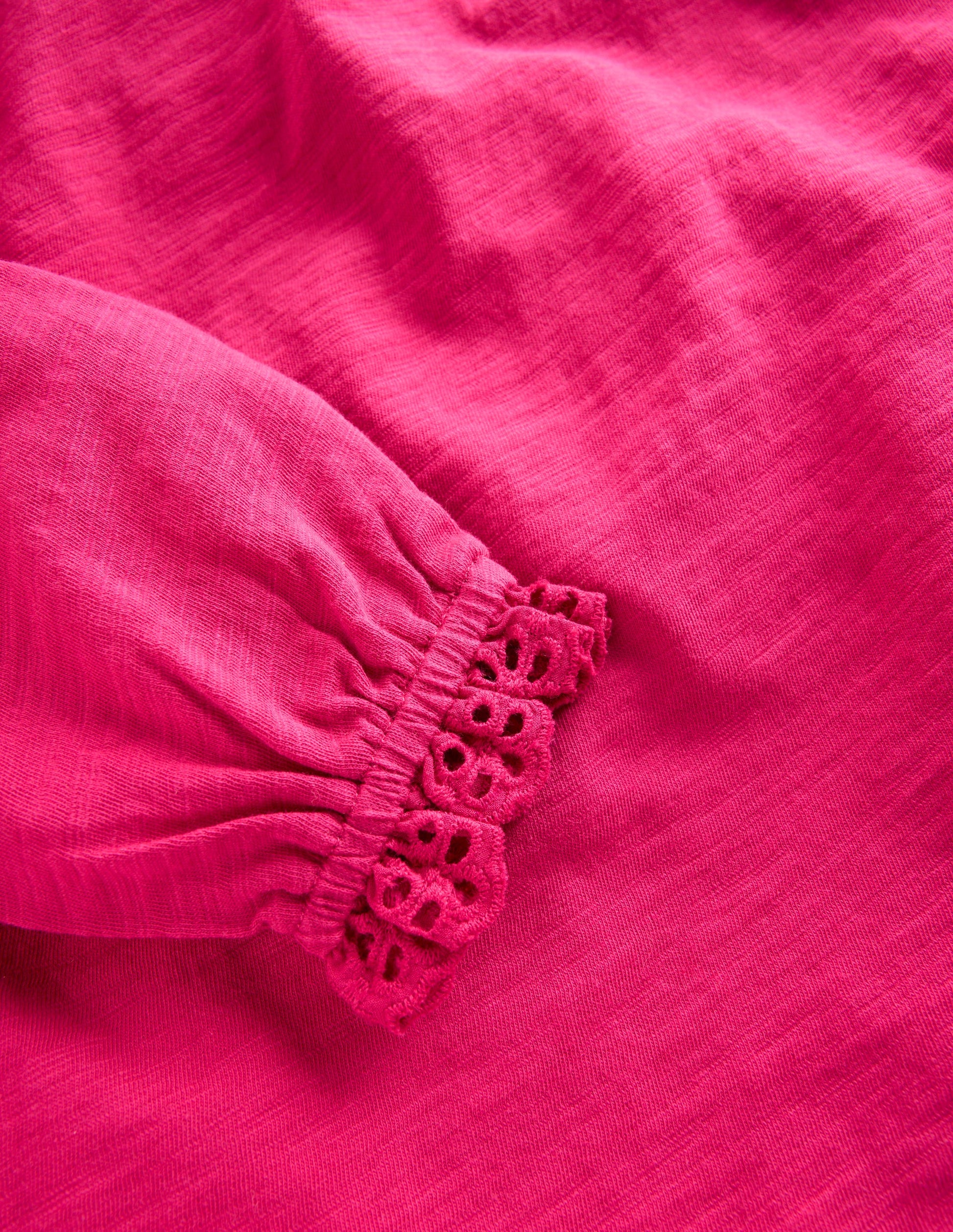 Broderie Trim Jersey Top-Cherry Jam-3