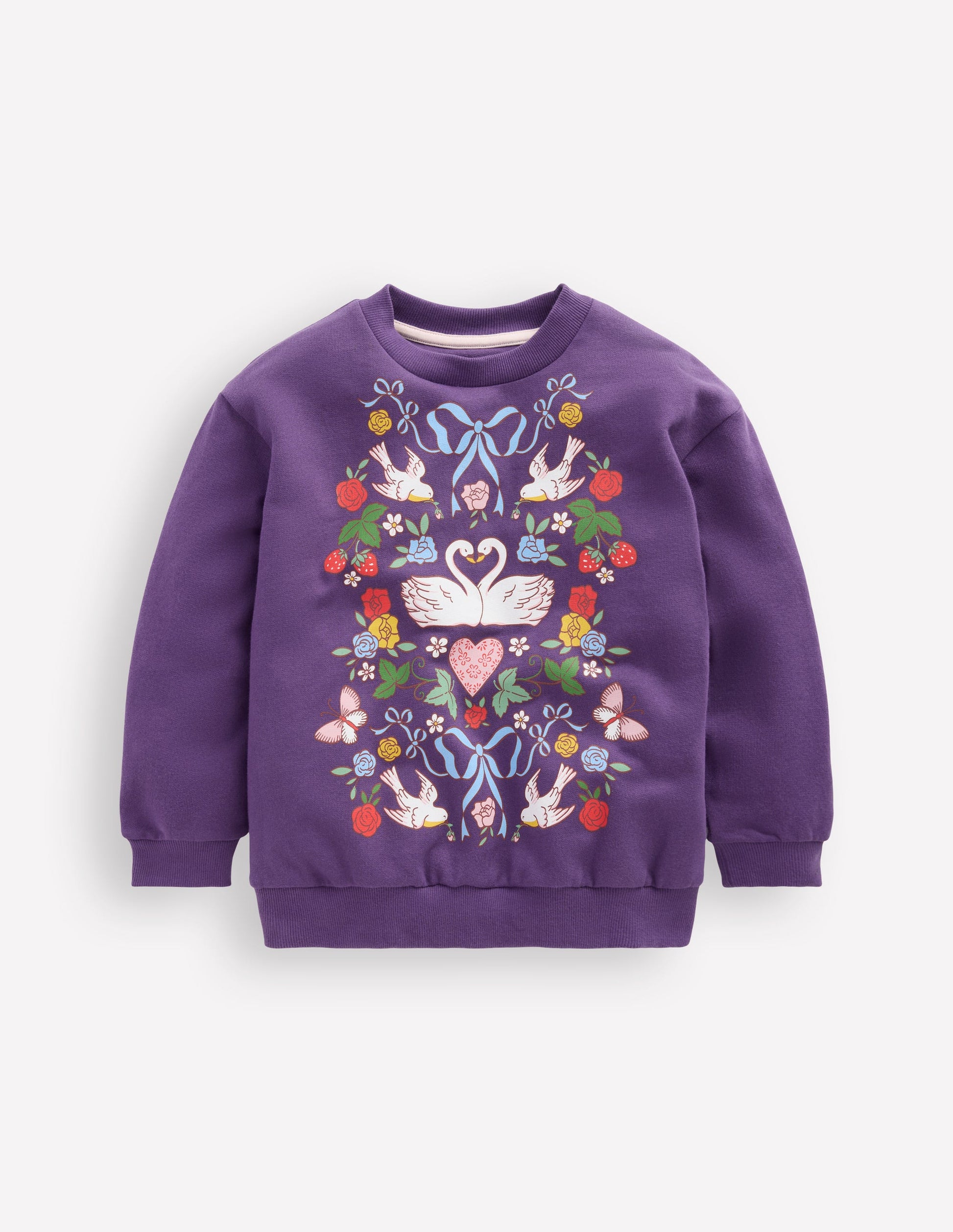 Printed Sweatshirt-Mystic Purple Lovebirds-1