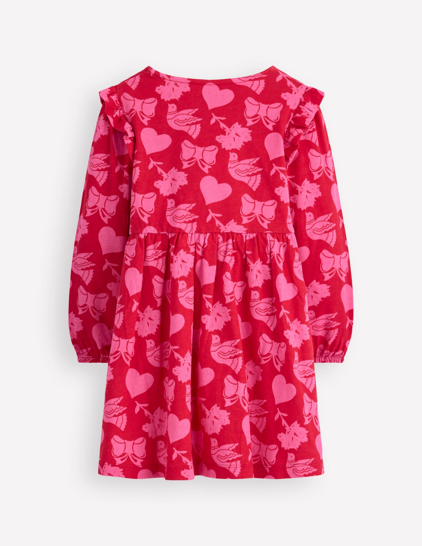 Posie Long Sleeve Jersey Dress-Rockabilly Red Festive Fun