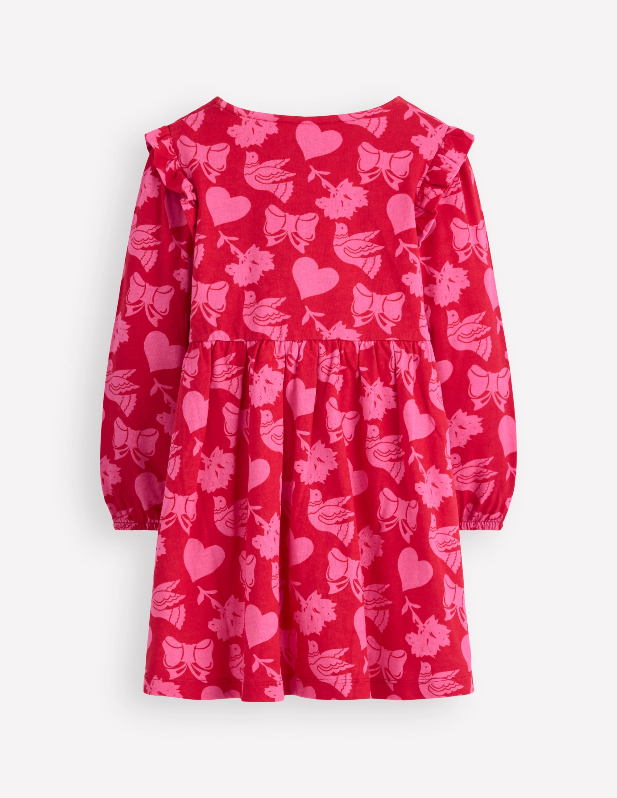 Posie Long Sleeve Jersey Dress-Rockabilly Red Festive Fun - Image 2