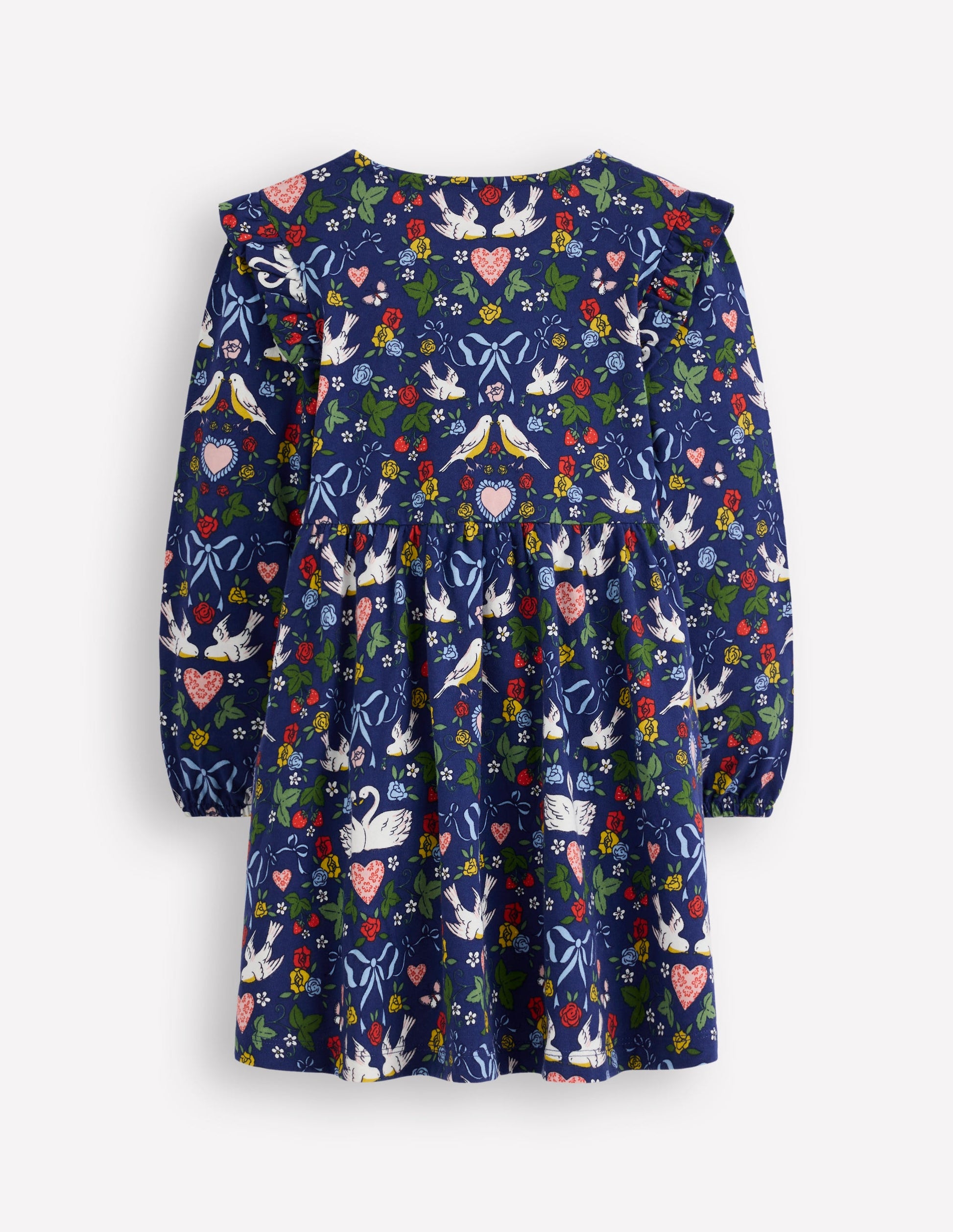 Posie Long Sleeve Jersey Dress-Starboard Blue Lovebirds-2