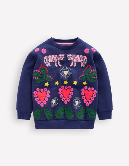 Bobbie Appliqué Sweatshirt-College Navy Tigers-3