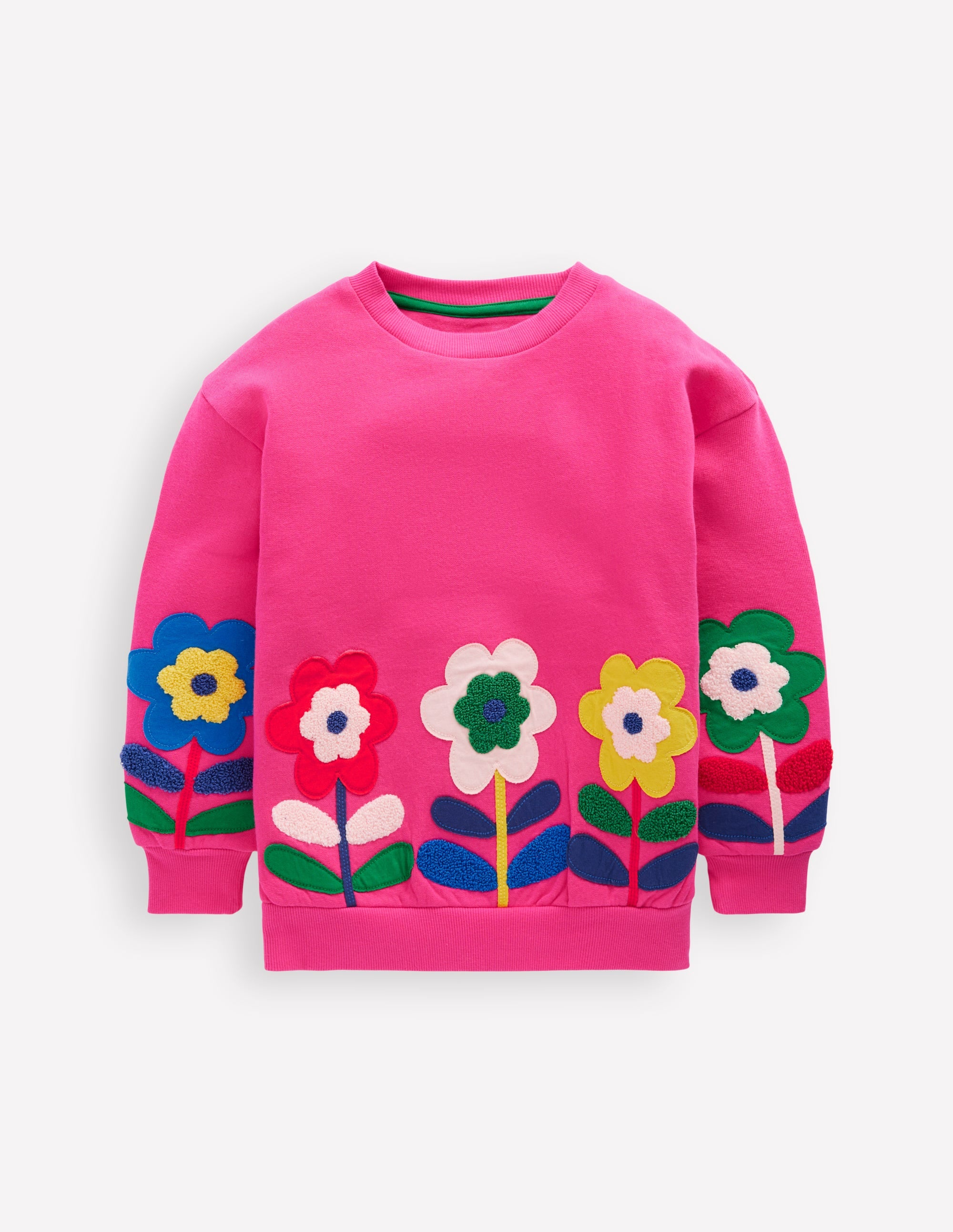 Bobbie Appliqué Sweatshirt-Raspberry Pink Flowers - Image 1