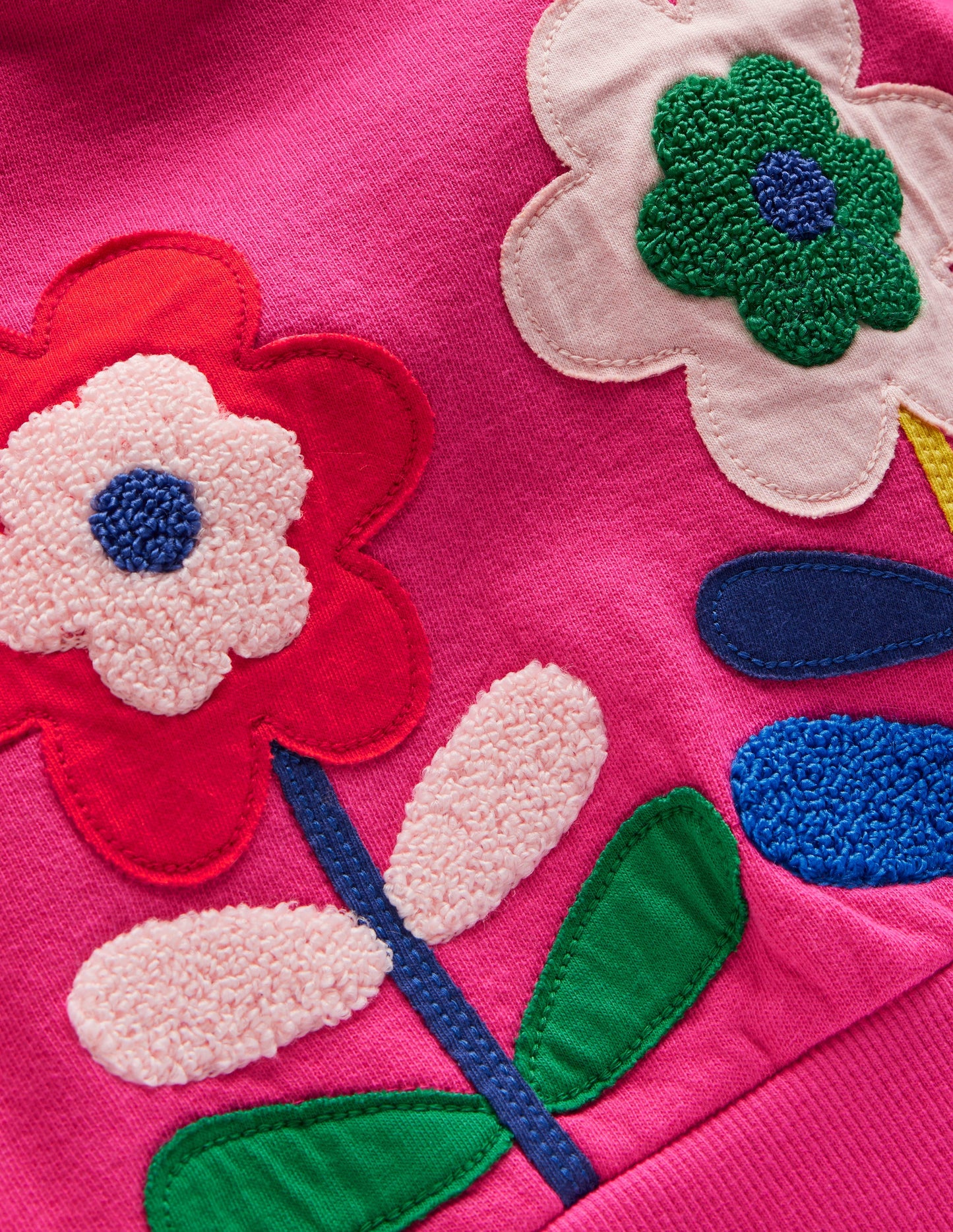 Bobbie Appliqué Sweatshirt-Raspberry Pink Flowers