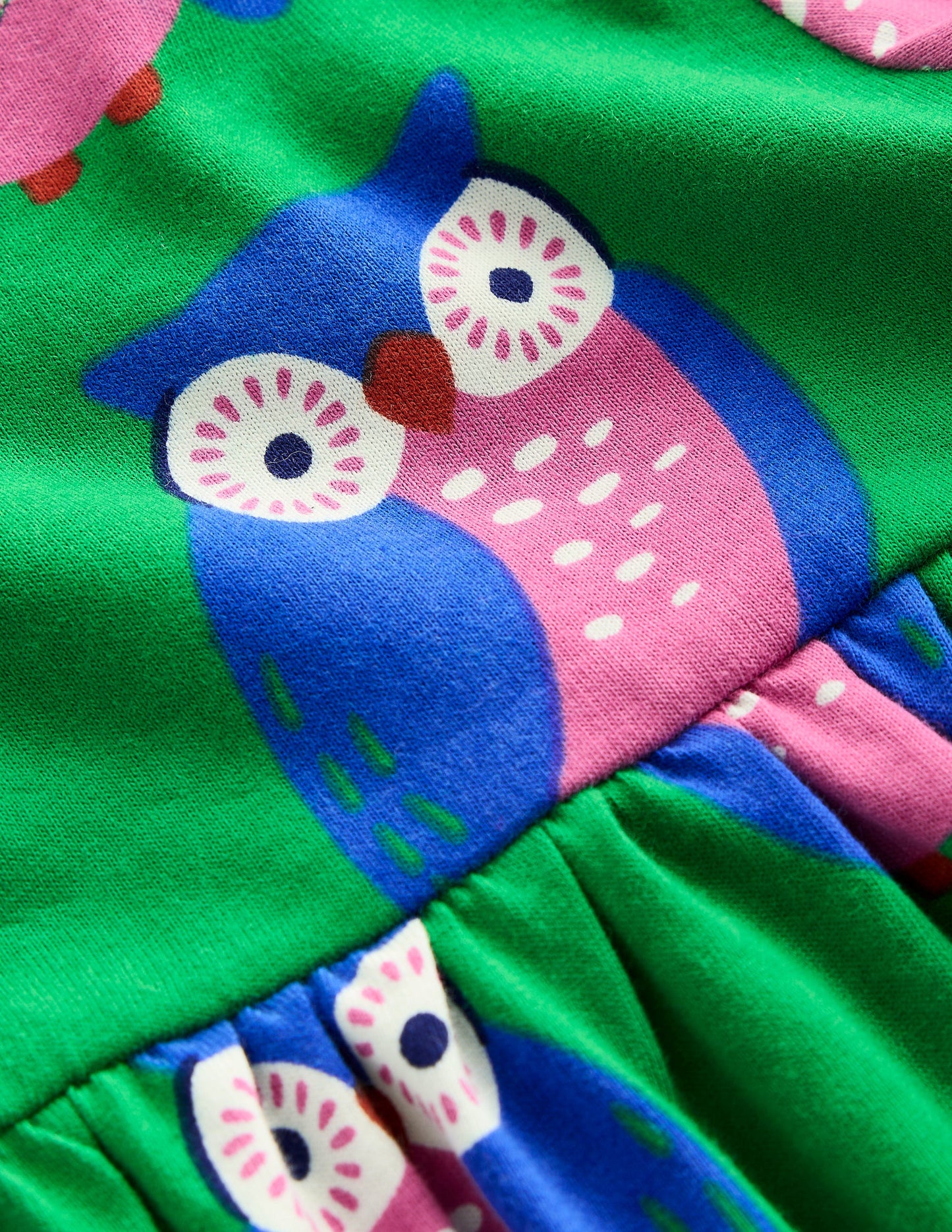 Ariel Long Sleeve Twirly Dress-Rich Emerald Geo Owls