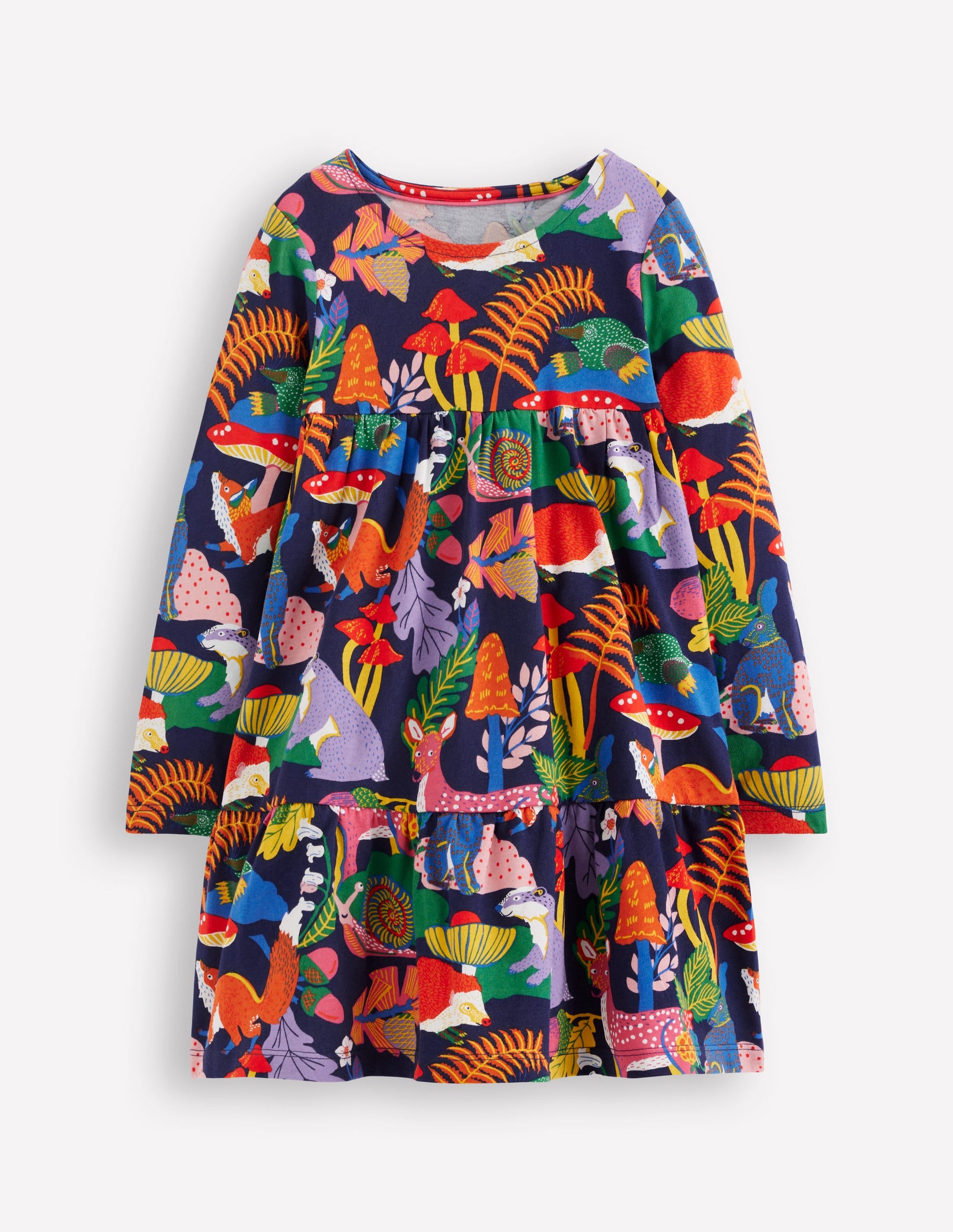 Ariel Long Sleeve Twirly Dress-Multi Rainbow Forrest-1