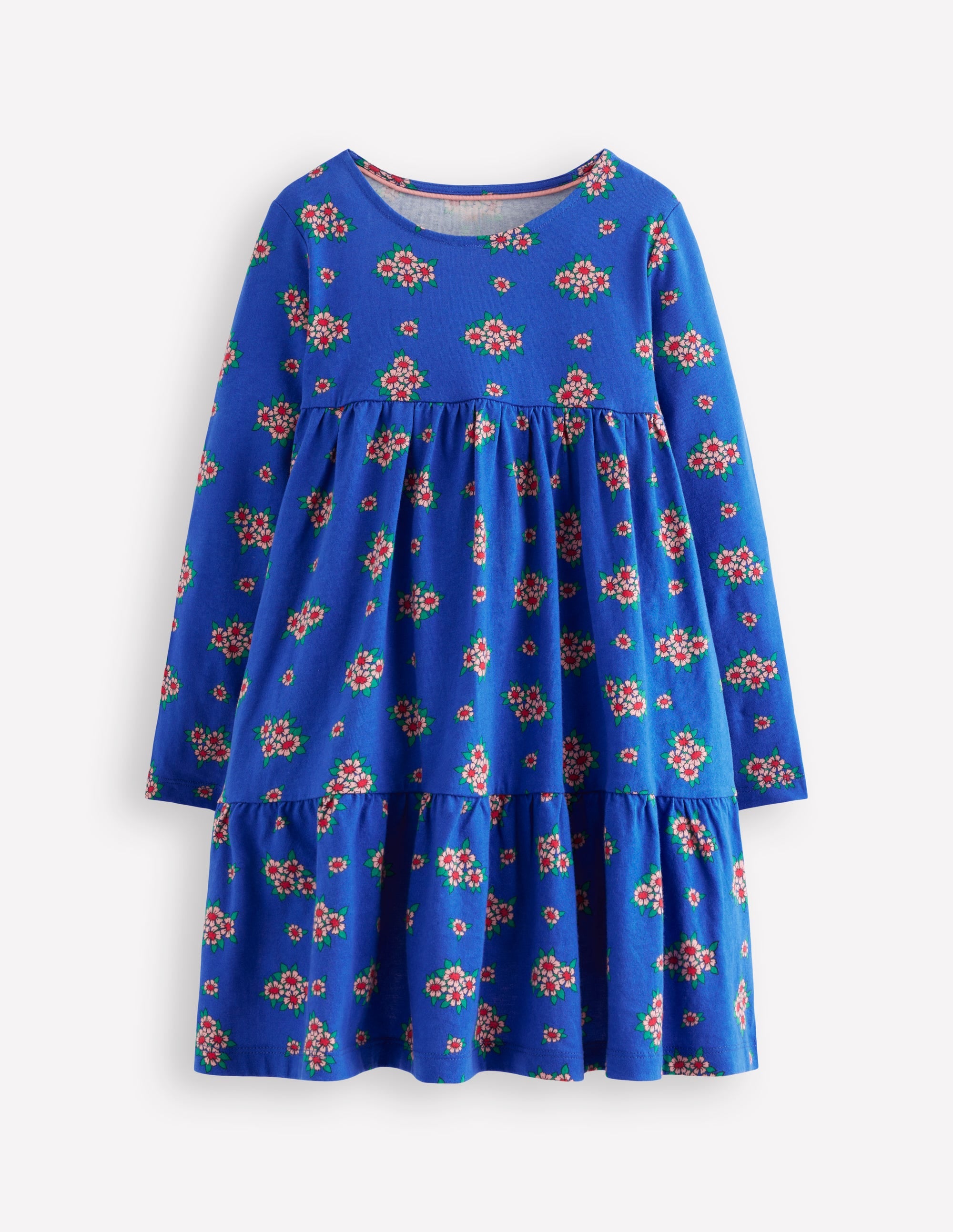 Ariel Long Sleeve Twirly Dress-Blue Flowerbunch - Image 1