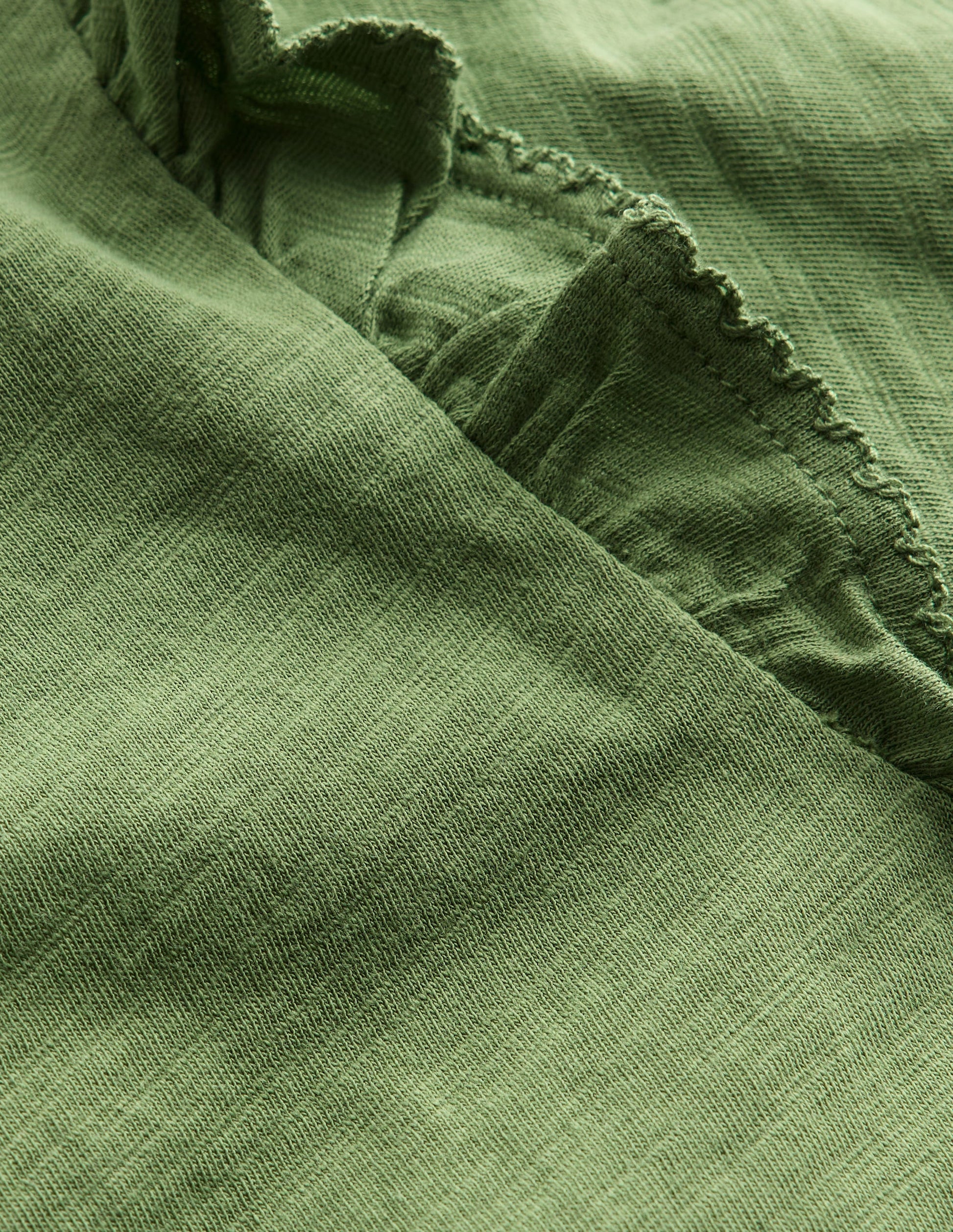 Frill Sleeve Slub Top-Safari Green-3