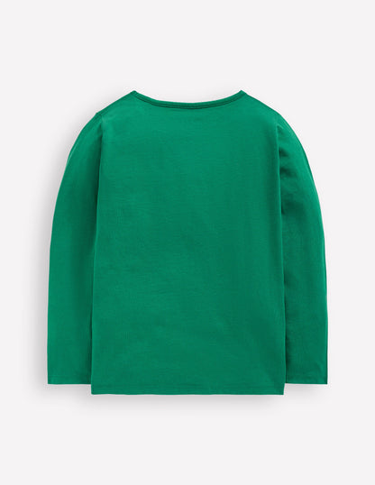 Long Sleeve Bouclé T-shirt-Pine Green Robin-2