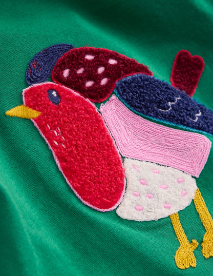 Long Sleeve Bouclé T-shirt-Pine Green Robin-3