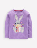 Long Sleeve Bouclé T-shirt-Aster Purple Popcorn Bunny