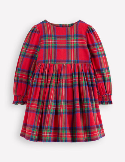 Madeline Long Sleeve Dress-Red Check-1