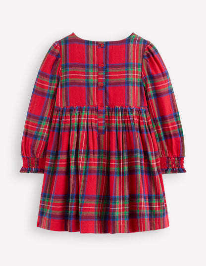 Madeline Long Sleeve Dress-Red Check-2