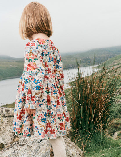 Madeline Long Sleeve Dress-Ecru Small Tapestry Floral-4