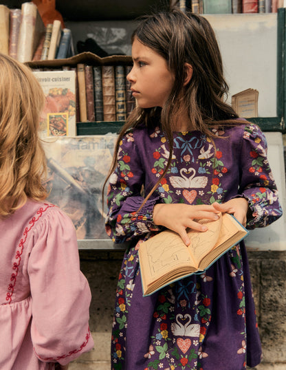 Madeline Long Sleeve Dress-Mystic Purple Lovebirds-4