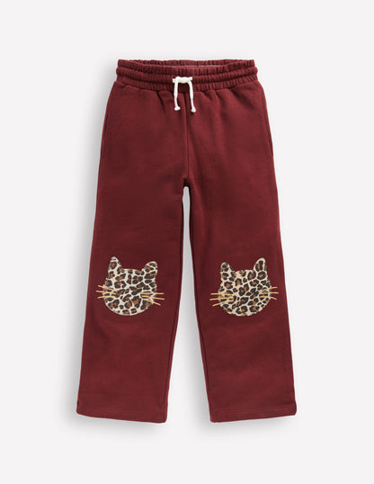 Bobbie Appliqué Joggers-Chestnut Cats-1