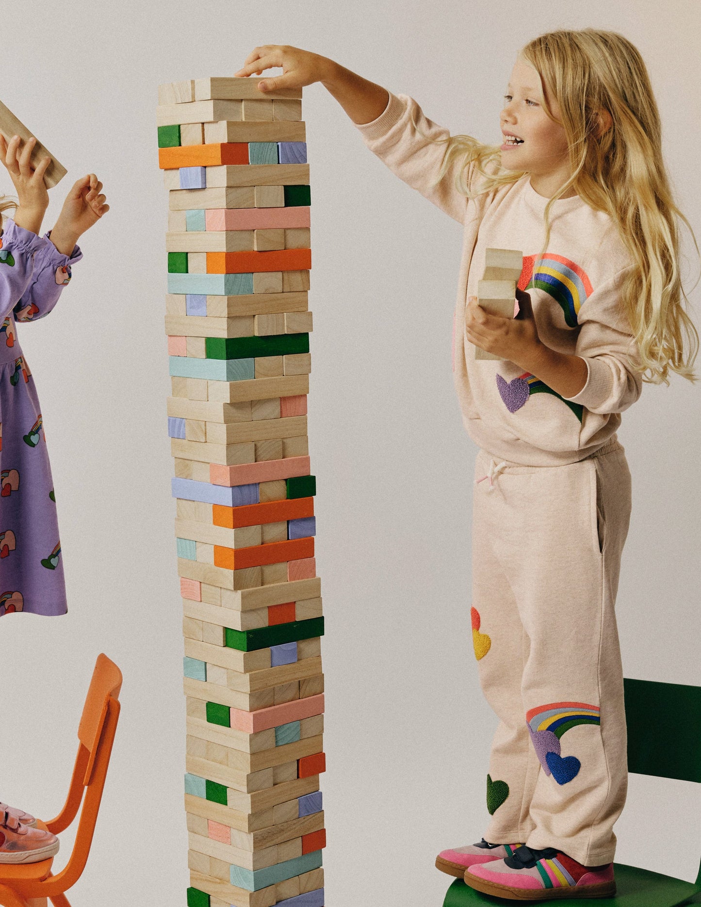 Bobbie Appliqué Joggers-Ivory Rainbows