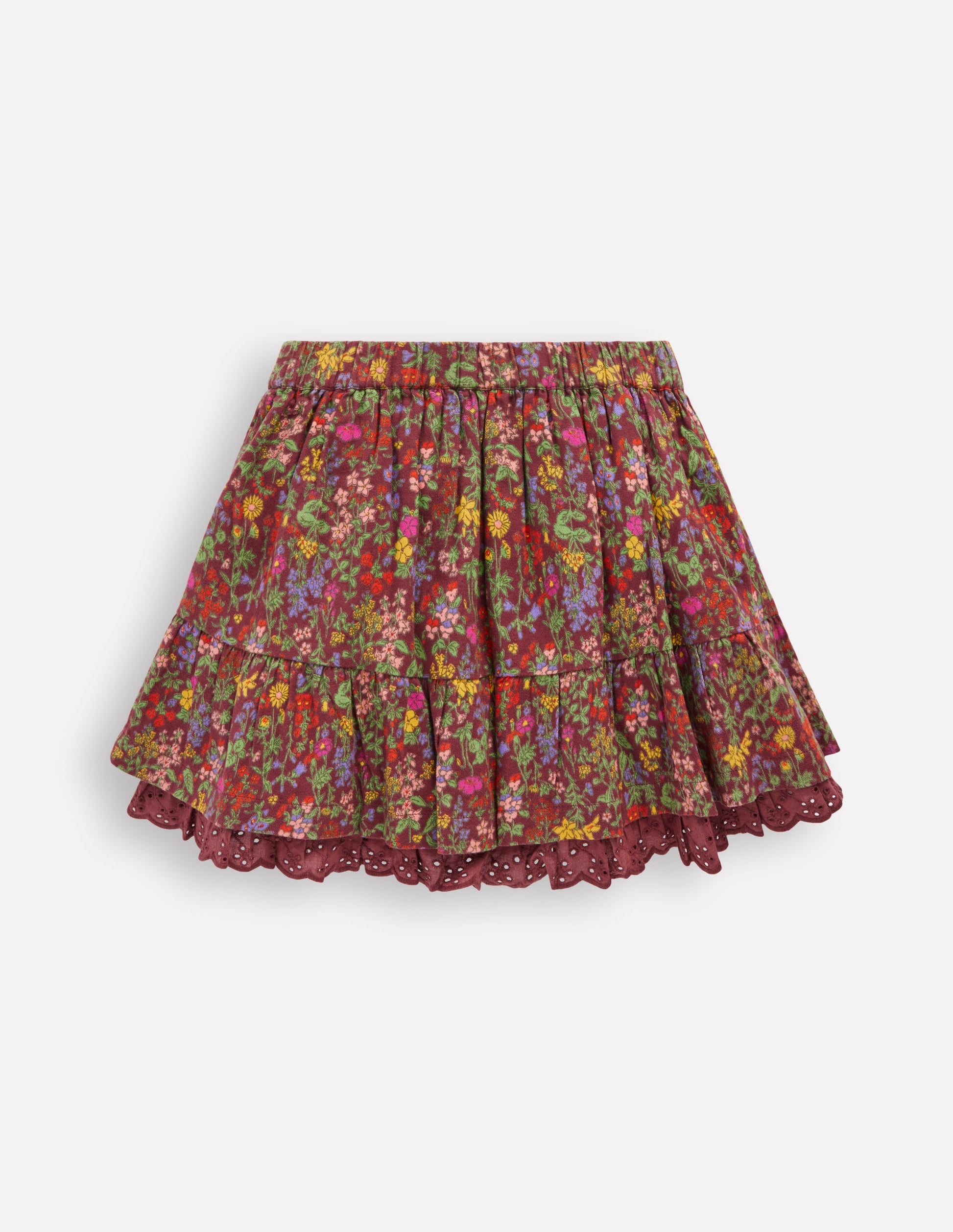 Printed Pull-on Woven Skirt-Chestnut Flower Meadow-2