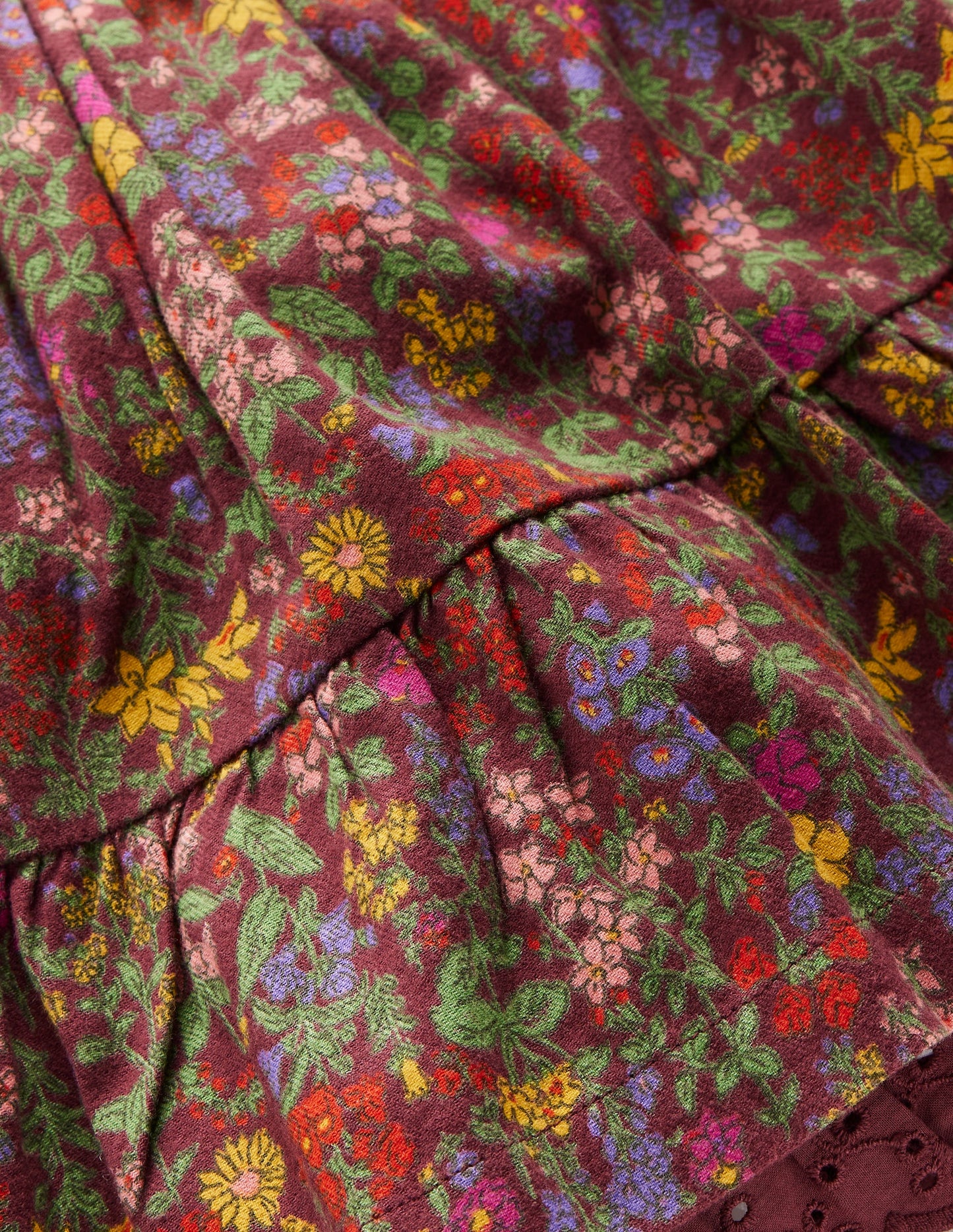 Printed Pull-on Woven Skirt-Chestnut Flower Meadow