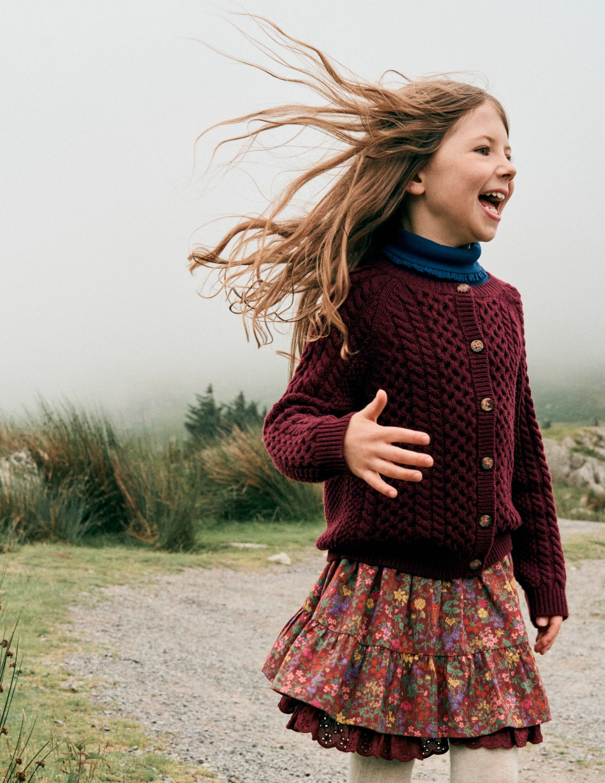 Printed Pull-on Woven Skirt-Chestnut Flower Meadow-4