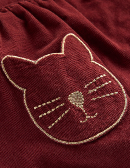 Button-through Mini Skirt-Chestnut Cats-3