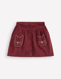 Button-through Mini Skirt-Chestnut Cats